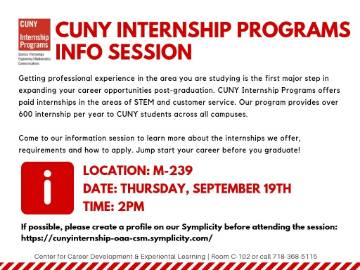 CUNY INTERNSHIP PROGRAM INFORMATION SESSION