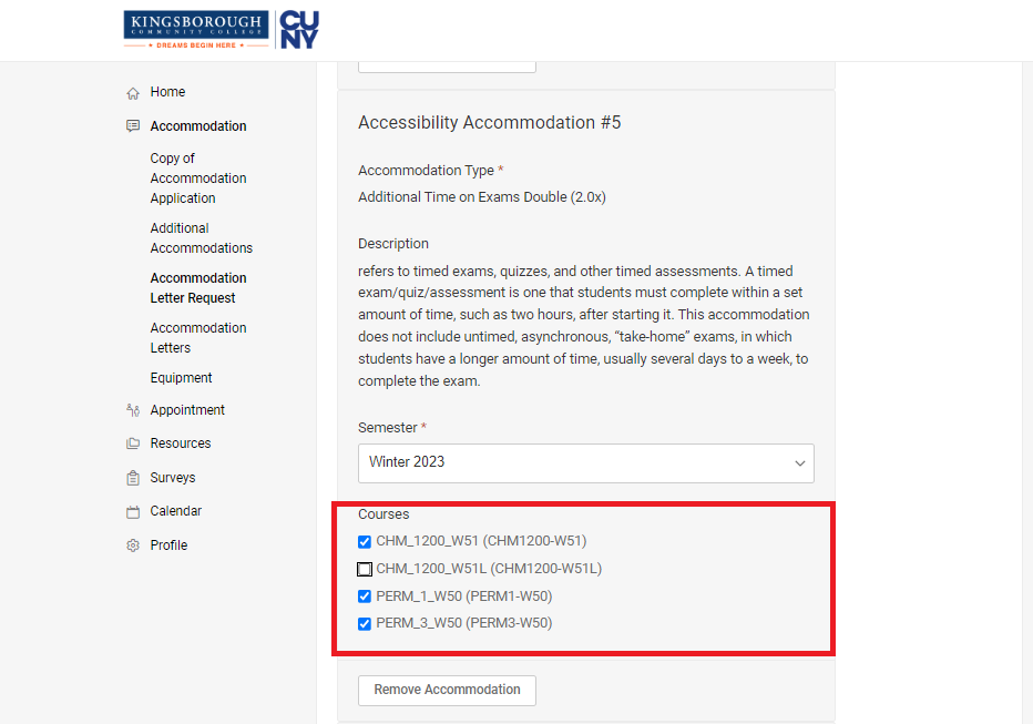 Remove Accommodation