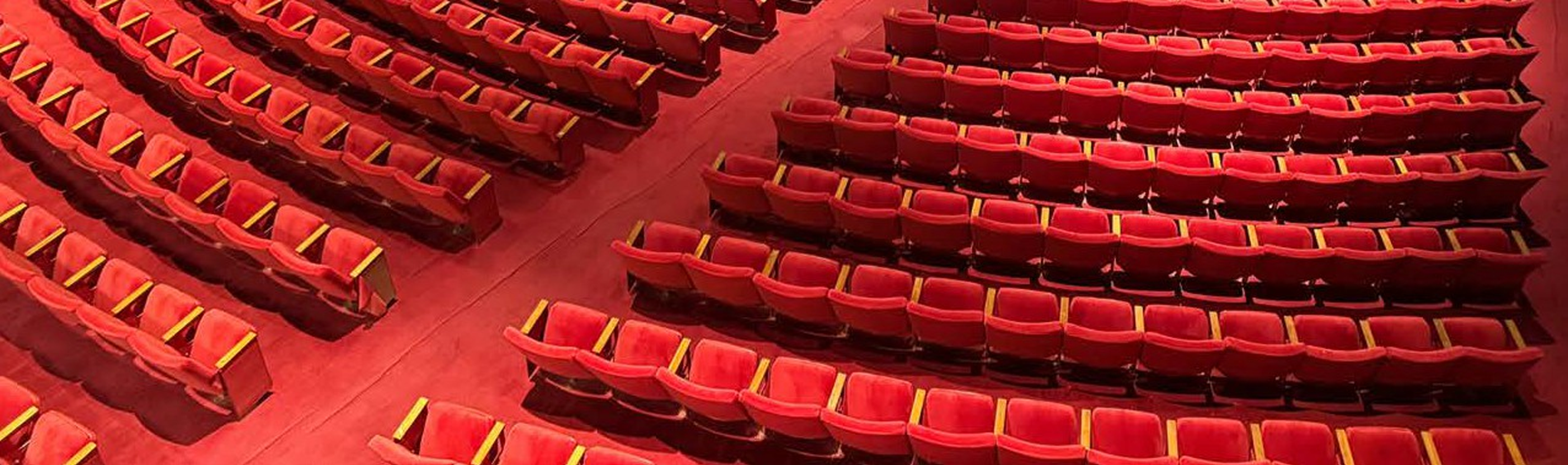 Inside PAC Photo of the red seats inside the Performing Arts Center auditorium.