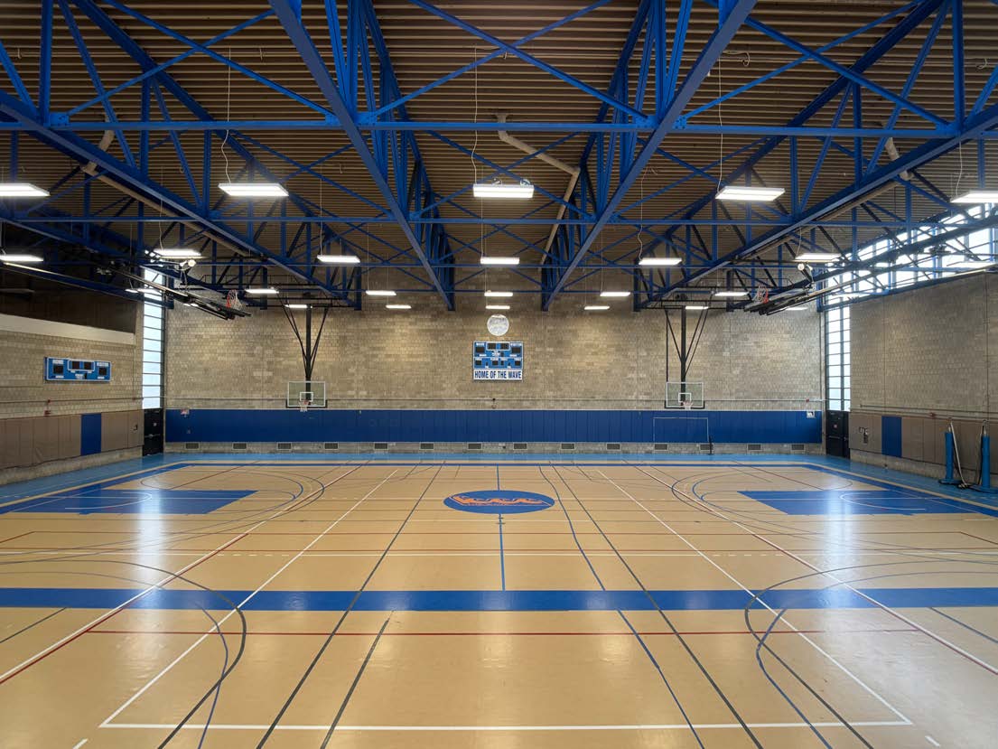 Gym Building Basketball Court Photo of the empty basketball court in the Gym building.