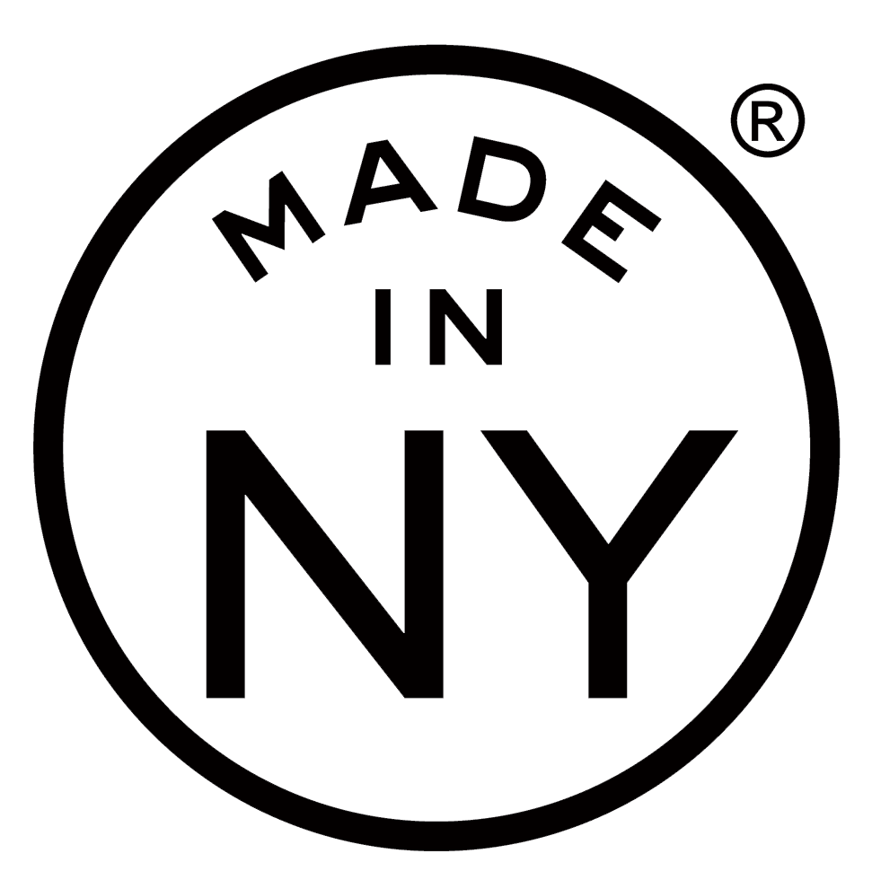 Made in NY logo Made in NY logo: black outlined circle with black block letters on white background