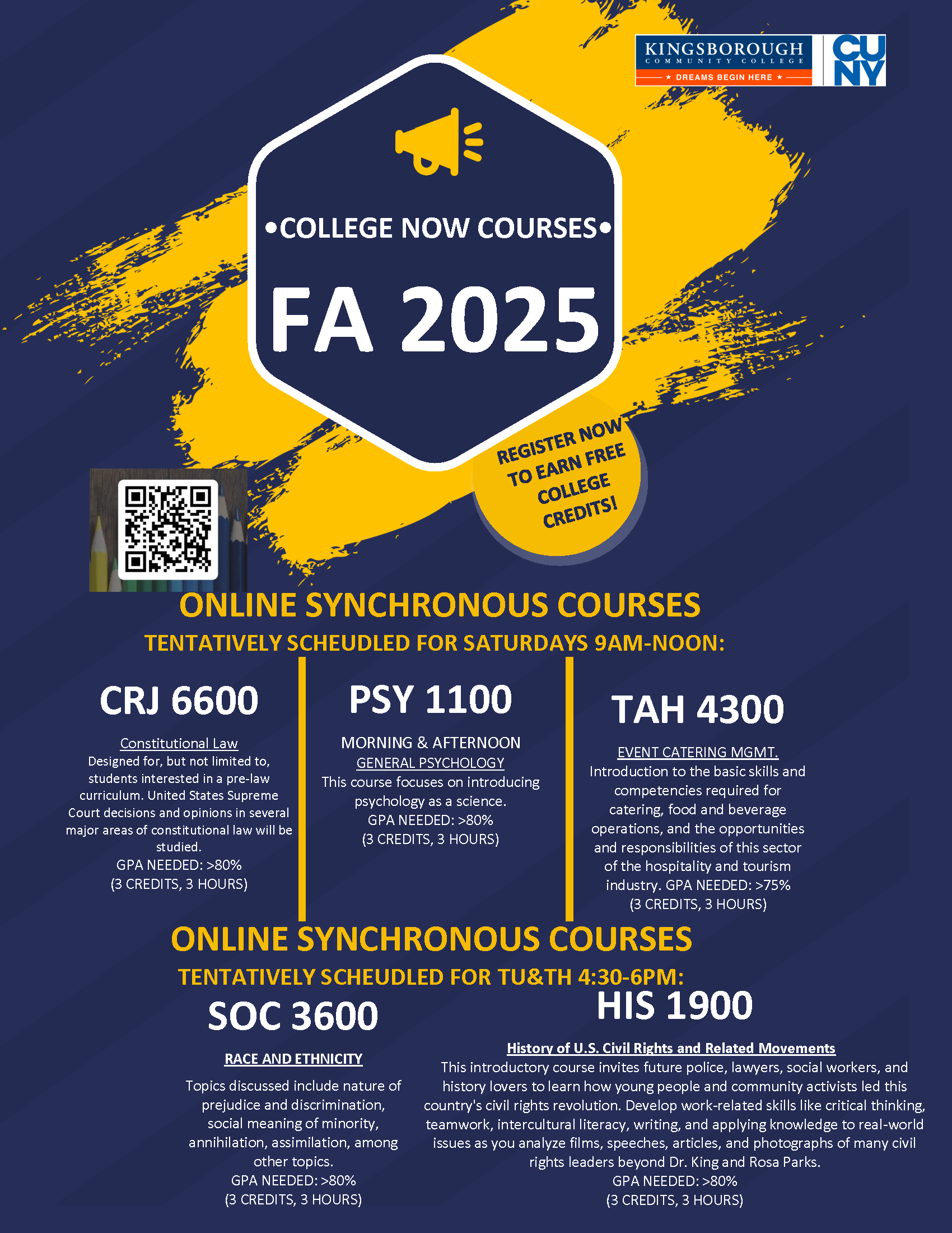 College Now Online Fall 2025 flyer