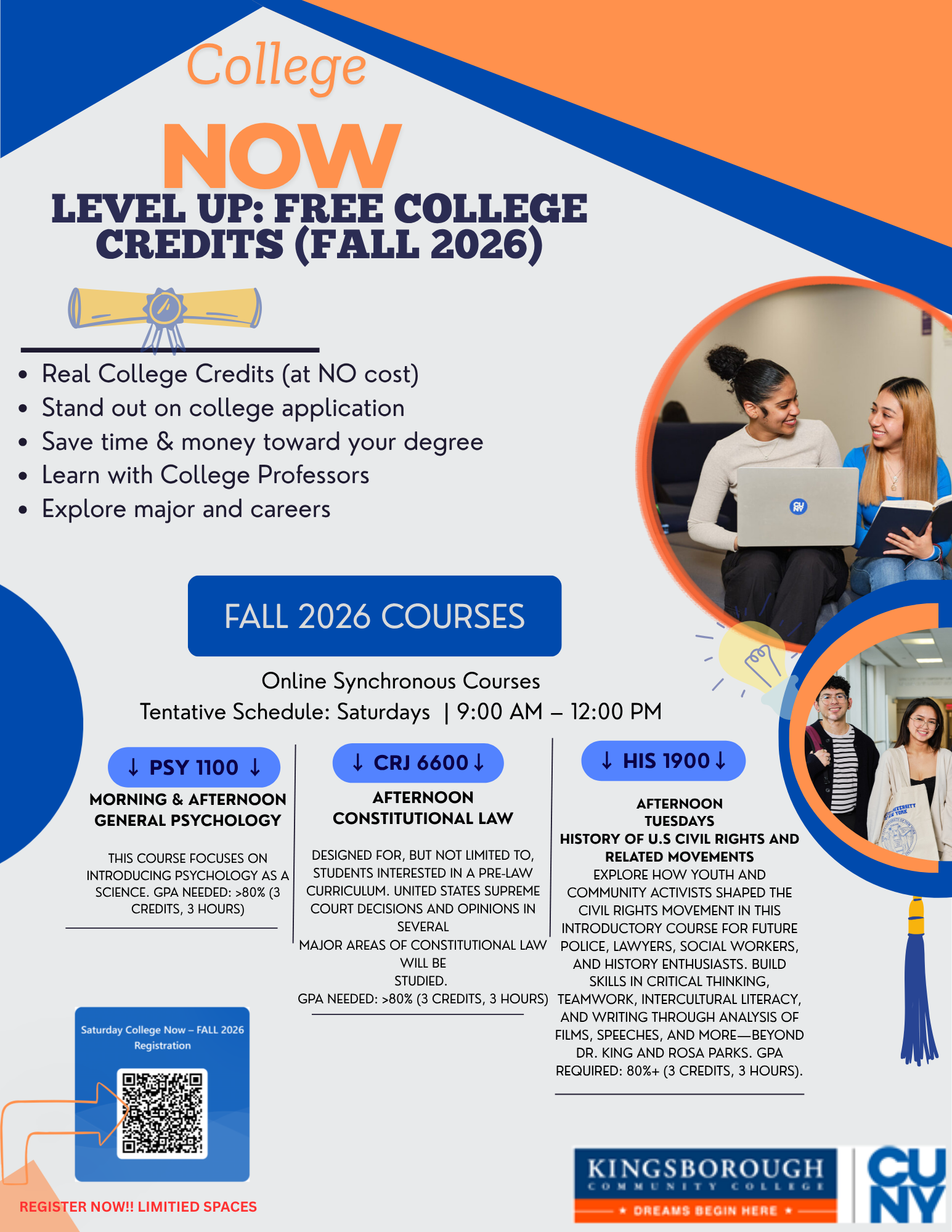 College Now Online Weekend flyer