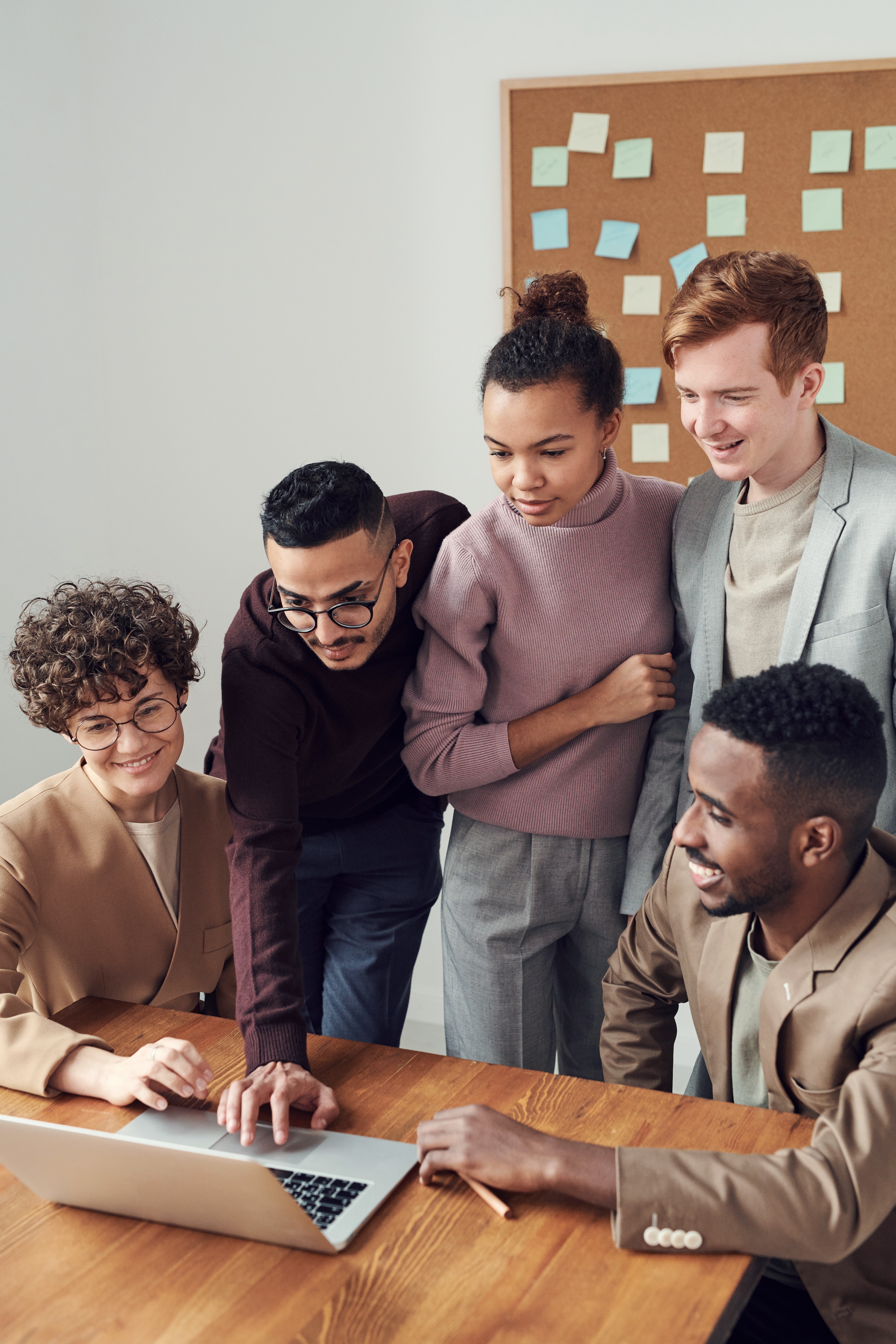 Students working around a table