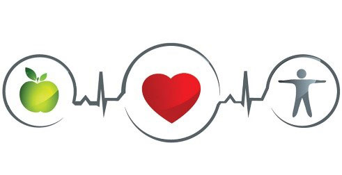 Apple, heart, man illustration