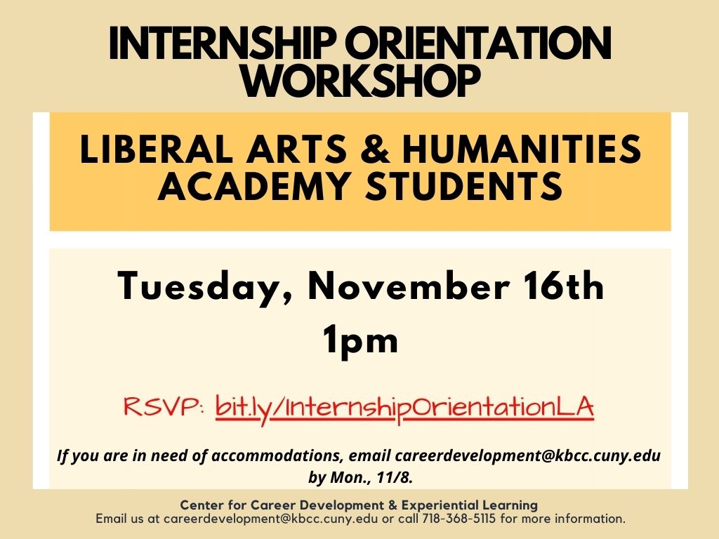 INTERNSHIP ORIENTATION WORKSHOP (LIBERAL ARTS & HUMANITIES)