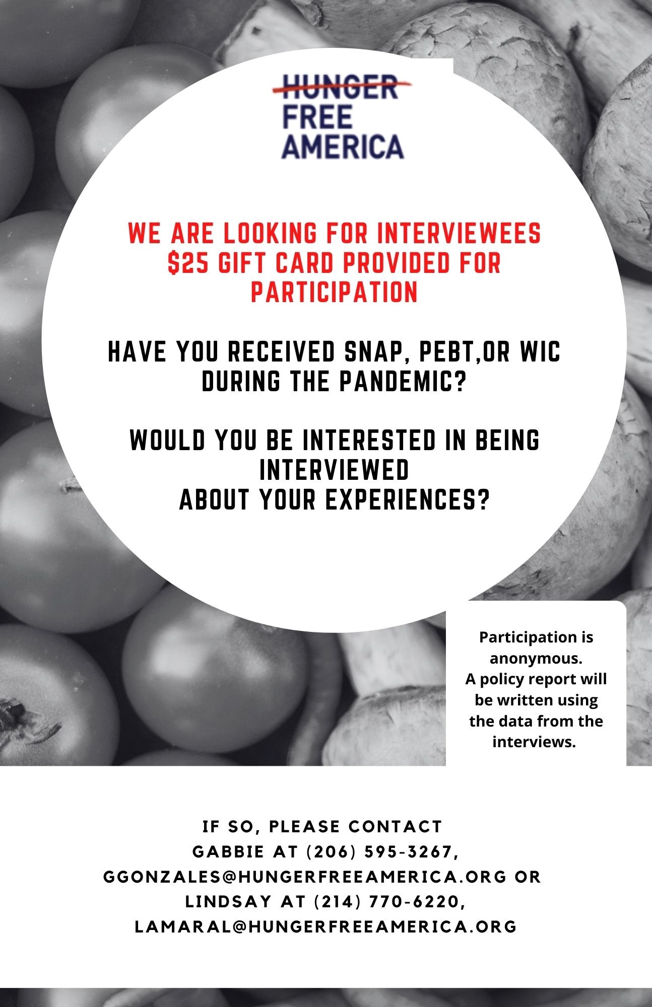 We are looking for interviewees