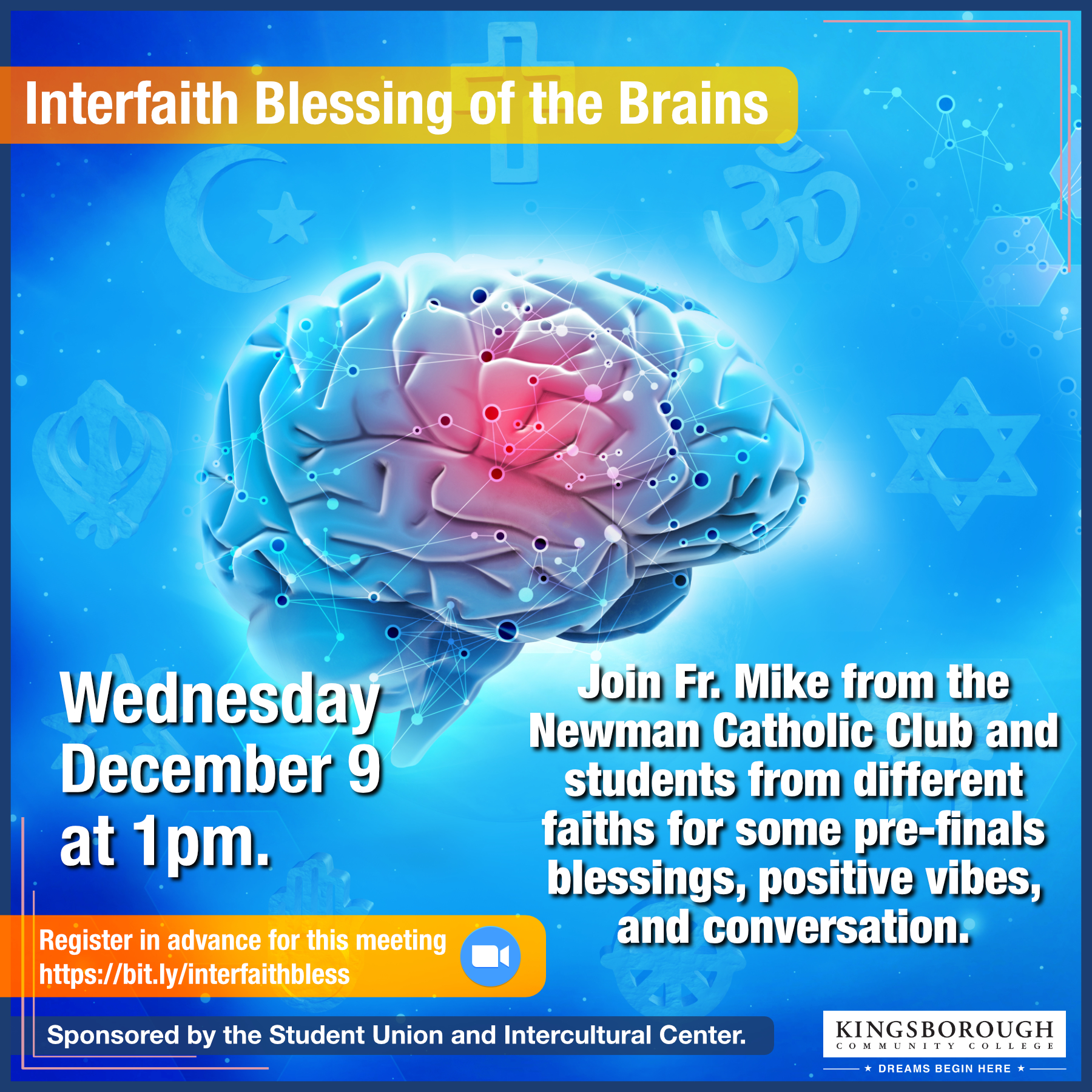 Interfaith blessing of the brain flyer